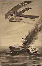 Airplanes Dog Fight Shot Down Germany WWI c1915 Postcard picture