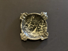 Vintage Etched Black Marble Cigarette Ashtray Can Cun Boat with Trees picture
