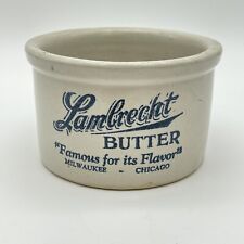 Antique Ceramic Stoneware Crock Lambrecht C 1lb Butter Milwaukee Chicago￼ 4.5” picture