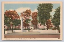Entrance to the Famous Soo Lock Sault Ste Marie Michigan Linen Postcard No 4813 picture