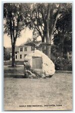 c1940's World War Memorial Deep River Connecticut CT Unposted Trees  Postcard picture