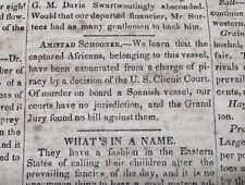 1839 Amistad Slave Piracy Exoneration Harvard College Gas Experiment Newspaper picture