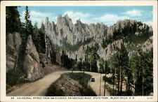Cathedral Spires Switchback Needles Road Black Hills SD c1920s postcard picture