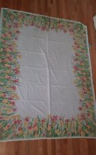Vintage VERA SIGNED FLORAL TABLECLOTH  DAFFODILS & POPPIES 59