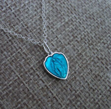 Beautiful Catholic Tiny French Turquoise Enamel Miraculous Medal Heart Necklace. picture