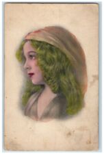 1912 Pretty Woman Handpainted Bonnet Johnstown Pennsylvania PA Posted Postcard picture