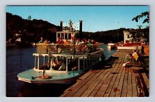 Saugatuck MI-Michigan, Anchor Park, Island Queen, Lake Michigan Vintage Postcard picture
