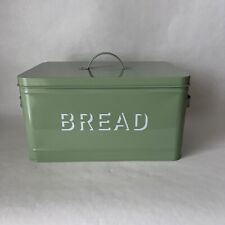 Martha Stewart Collection Metal Bread Box Keeper  Green White Lettering Retro picture