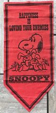 Vintage 1968 Peanuts Red Felt Pennant Banner Snoopy Happiness Loving Enemies picture
