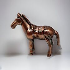 Metal Cast Copper Tone Miniature Donkey Mule Trinket 3 Inches Long 2 Inches Tall picture