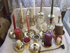 Big Lot of 16 unigue Vintage mostly Brass Candle Holders + unique Free Snifter picture