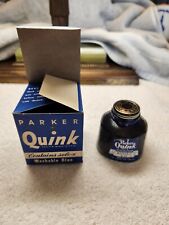 Vintage 40s 50s NOS PARKER QUINK Washable Blue Fountain Pen Ink full Bottle Box picture