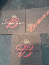 3 Vintage Budweiser Beer Coasters Cardboard 4 1/4 X 4 1/4 picture