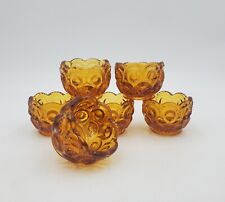 Vintage LE Smith Amber Moon and Stars Glass Salt Dip Cellar L.E. MCM picture