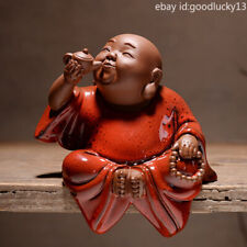 Maitreya Buddha drinking tea creative zisha purple clay porcelain tea pet Zen picture