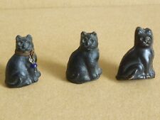 3 Vintage Czech Glass Cracker Jack Black Cat Charms, Prizes. Antique picture