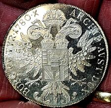 Incredible Proof Like Maria Theresa 2 Headed Eagle Silver Coin 1780 Thaler #562 picture