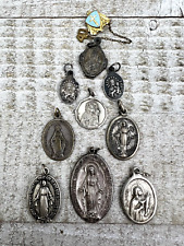Vintage Religious Charms Pendants Metal Mary Jesus Saints Lot of 10 picture