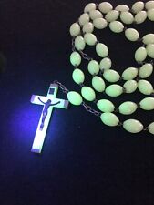 Rosary Crucifix Beads Italy Glow In The Dark 31” Religion Catholic Large picture