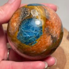 Beautiful Orange Calcite “sunstone with Blue Apatite Sphere 303 Grams picture