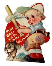 Vintage Valentine Card Elephant Die Cut Puppy Little Boy picture