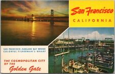 c1950s SAN FRANCISCO California Postcard Bay Bridge / Fisherman's Wharf Views picture