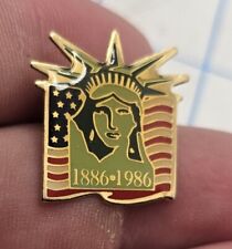 VTG Lapel Pinback Hat Pin Gold Tone Statue Of Liberty 100 Yr Anniversary Flag 86 picture