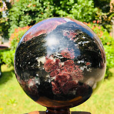 10.73LB Natural red garnet sphere fireworks quartz crystal polished ball decor picture