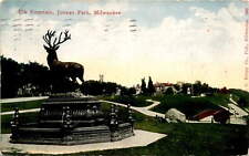 Elk Fountain, Juneau Park, Milwaukee, C. Kropp Co, Lulu Pay Winn Postcard picture