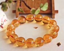 15mm Natural Citrine Quartz Yellow Crystal Round Bead Stretch Bracelet 15mm AAAA picture