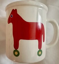 Vintage Marimekko Toy Red Horse Wheels Ceramic Mug Pfaltzgraff USA picture