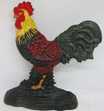 Vintage Colorful Cast Iron Chicken/Rooster Decorative Door Stop. Measures 11