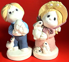 CHILDREN AND EASTER BUNNY FIGURINES VINTAGE CARE INC. 1981 picture