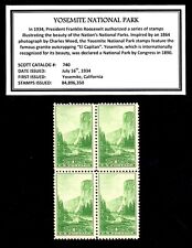 1934 - YOSEMITE NATIONAL PARK - Vintage Mint -MNH- Block of Four Postage Stamps picture