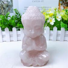 15cm Natural Gemstones Rose Quartz Buddha Carving Healing Reiki Stone Pink 1pcs picture