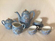 VTG VICTORIA BLUE DRAGON TEA SET ~ 17 Pieces Hand Painted China, Red Wreath picture