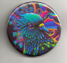 Retro  Repro Trippy Hippie Bird Button 2.25