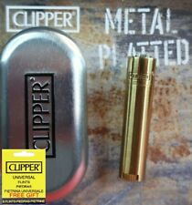 Genuine Clipper Metal Lighter Mini Size BRUSHED GOLD With Chrome Case NEW picture