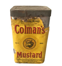 Antique Colman's Mustard Tin Box Container with Paper Label and Contents picture