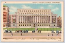 Postcard New York City Columbia University South Hall Classic Cars Linen Era picture
