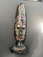 African Mask Handcrafted Carved Wooden 20” Tall Hand Painted picture