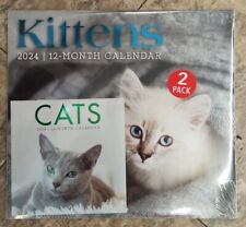 2024 Kittens Cats 12 Month Wall Calenders LOT OF 2  picture