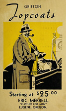 Rare 1935 Eugene, Oregon Griffon Topcoats Clothing Mailing Advertising Postcard picture