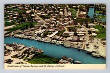Tarpon Springs FL-Florida, Aerial Anclote River City View Vintage c1971 Postcard picture