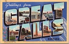 GREAT FALLS Montana Large Letter Postcard Multi-View Curteich Linen c1941 Unused picture