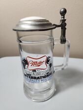 Vintage Miller Brewing Glass Stein Metal Lid International Sales Meeting 1990 picture