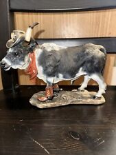 Western  Texas Longhorn Cattle Cow Steer  With Cowboy Hat And Boots 8” X 7” picture