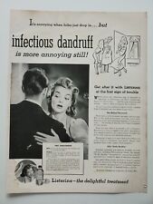Listerine Antiseptic for Infectious Dandruff Control  1941 Vintage Print Ad picture