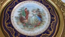 ANTIQUE WEDGWOOD CABINET PLATE FRAMED COBALT BLUE AND GOLD SIMPLY GORGEOUS picture