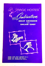 1950’s MAGIC HOSTESS COMBINATION MEAT GRINDER SALAD CHEF RECIPE/INSTRUCTION BOOK picture